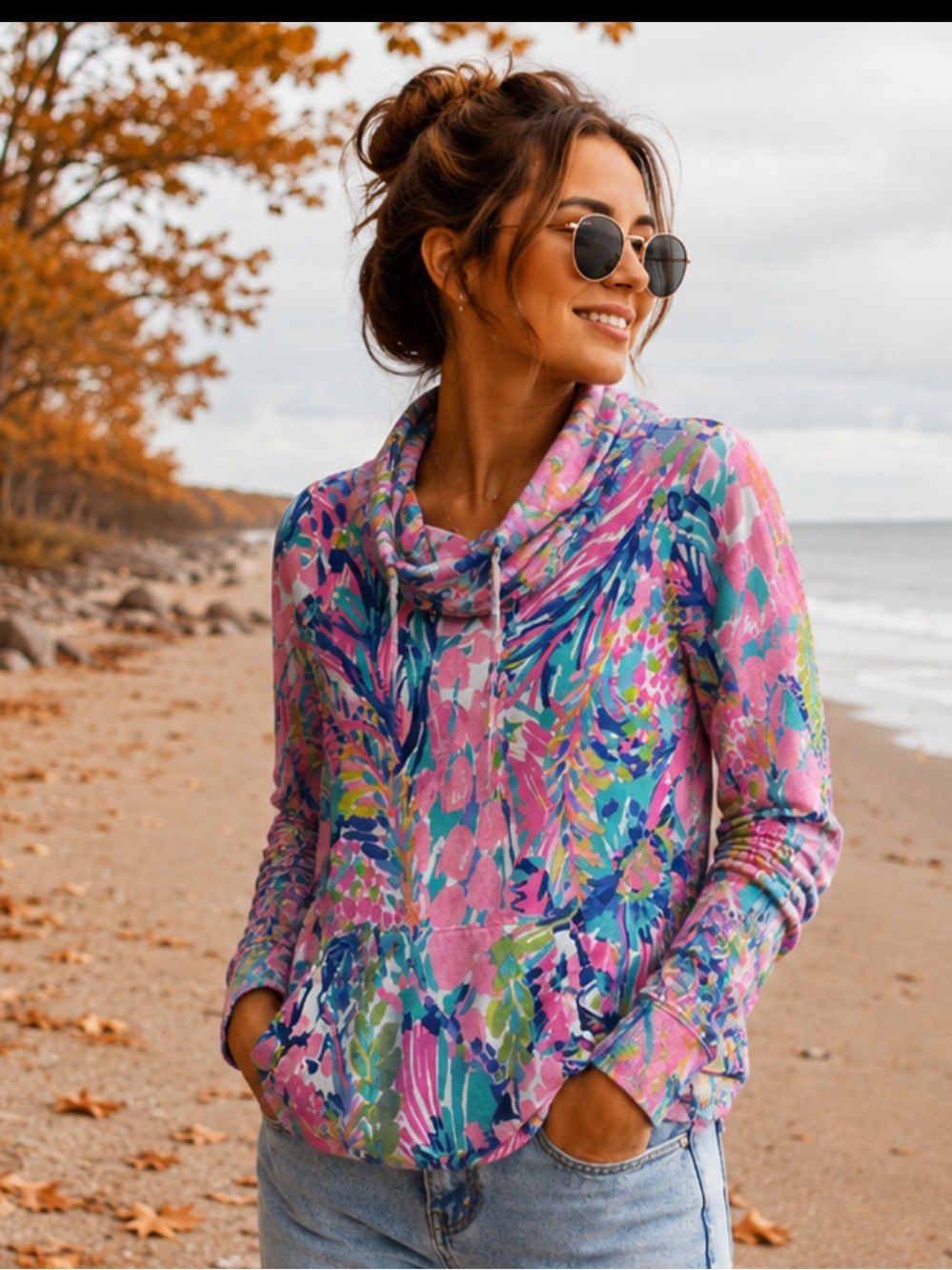Lilly Pulitzer Multi Gumbo Limbo Fletcher Pullover Giraffe Long Sleeve  Medium